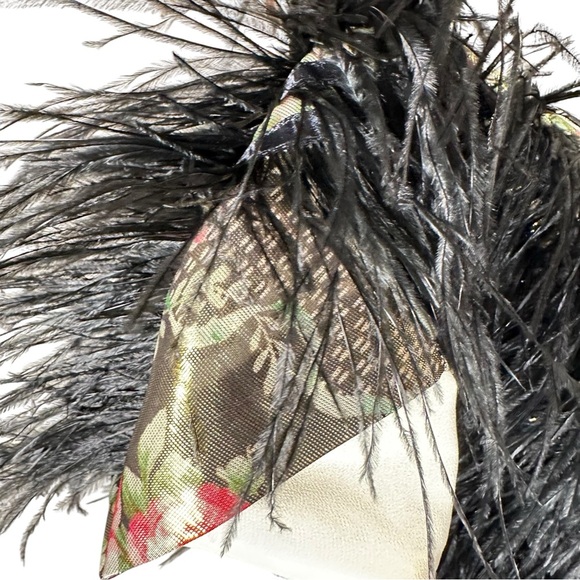 LOVE SHACK FANCY Dusty Metallic Floral Feathered Fringe Hem Crop Top - Picture 9 of 13